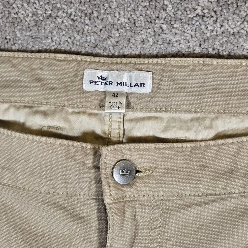 Peter Millar Mens Crown Vintage Canvas 5 Pocket Chino Pants 42 Khaki Stretch